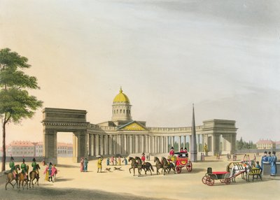 View of the Square of Kassan and the Cathedral at St. Petersburg, illustration for October from 